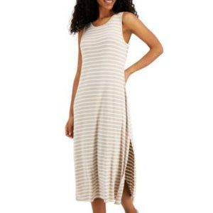 ALFANI Women's Sleeveless Crewneck Tan Stripe Nightgown XS nwt